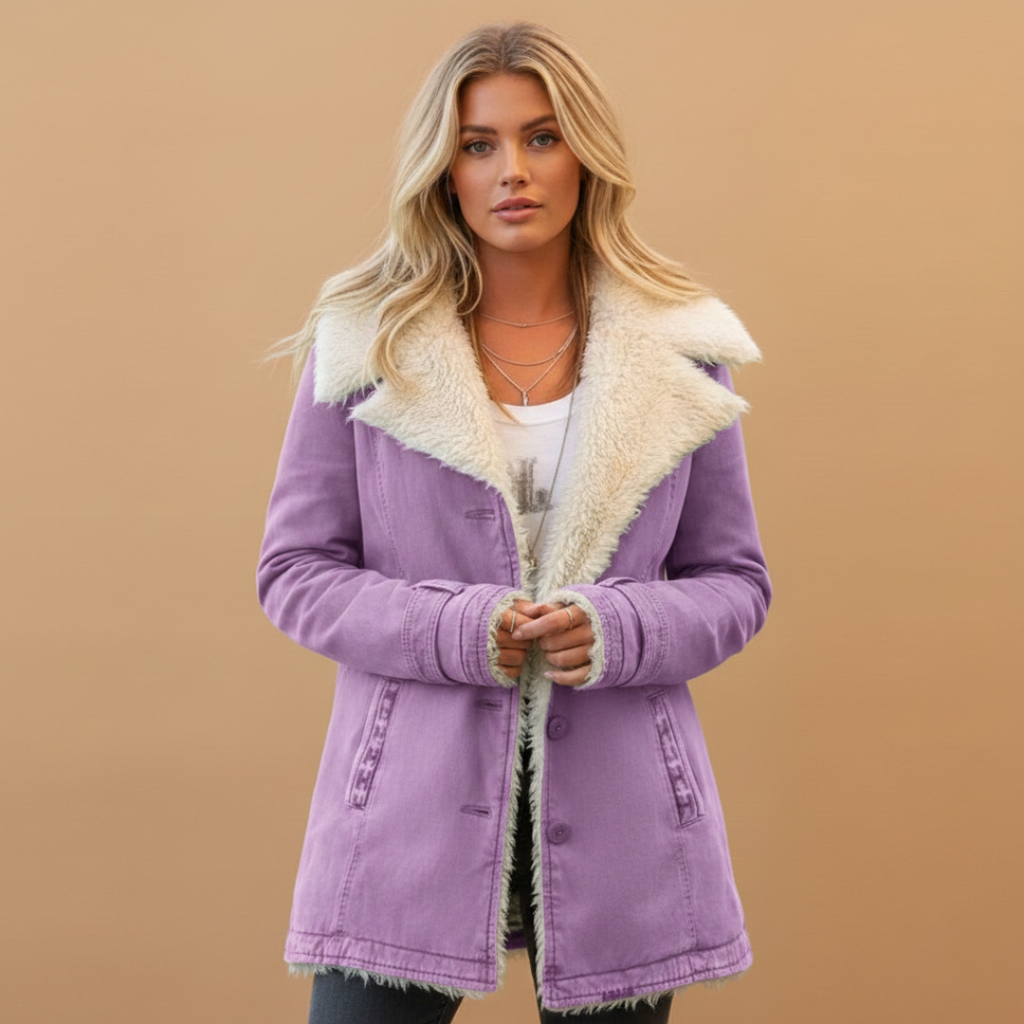 High Collar Women's Winter Jacket with Zip Front Closure and Pockets 9