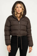 Short Quilted Women's Puffer Jacket with Hood