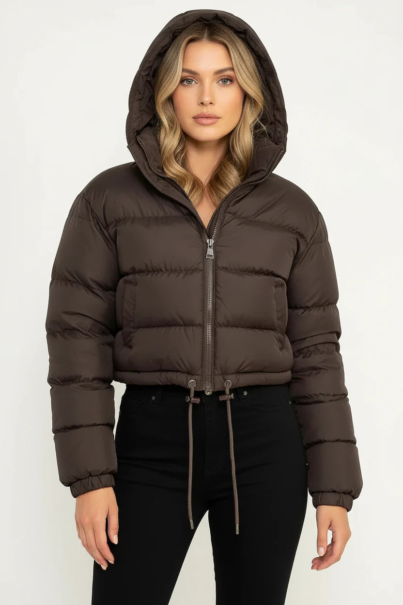 Short Quilted Women's Puffer Jacket with Hood