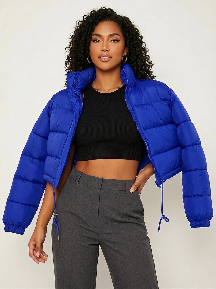 Short Quilted Women's Puffer Jacket with Hood