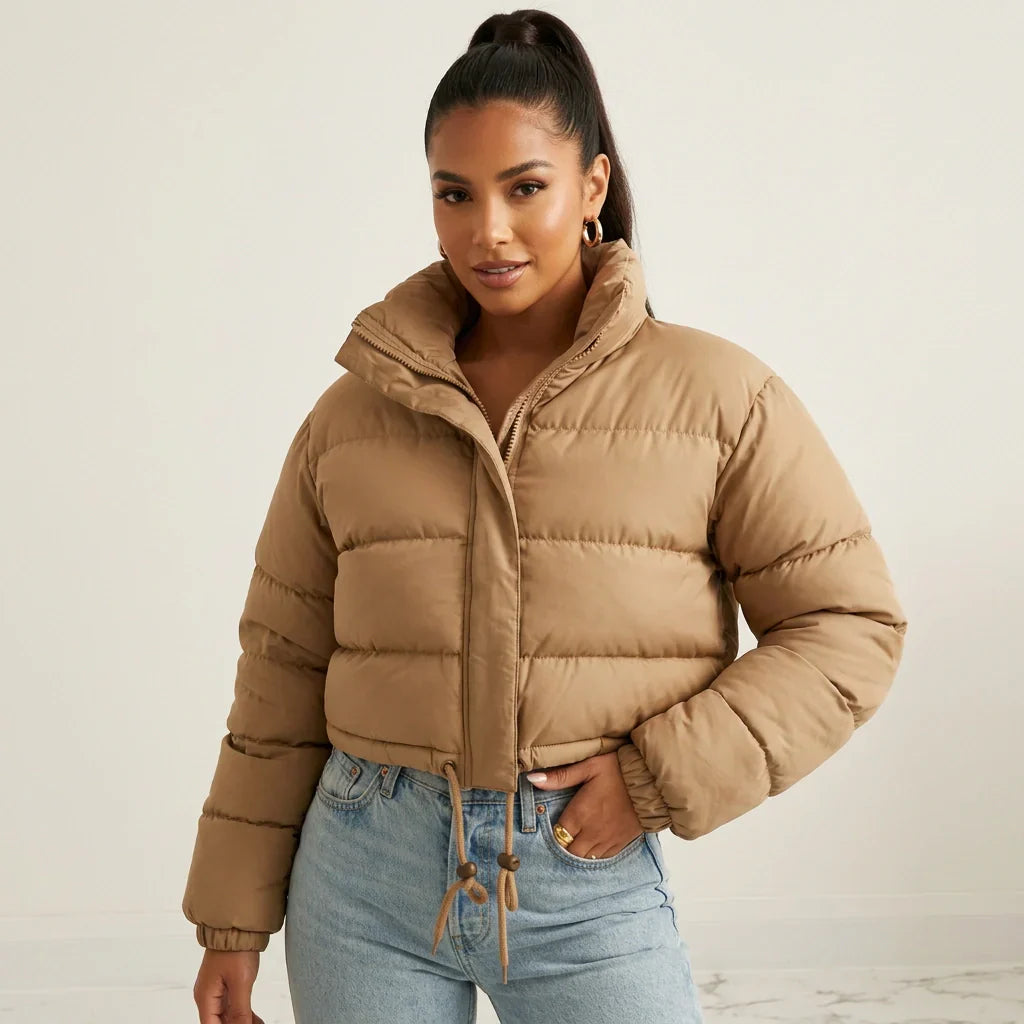 Short Quilted Women's Puffer Jacket with Hood