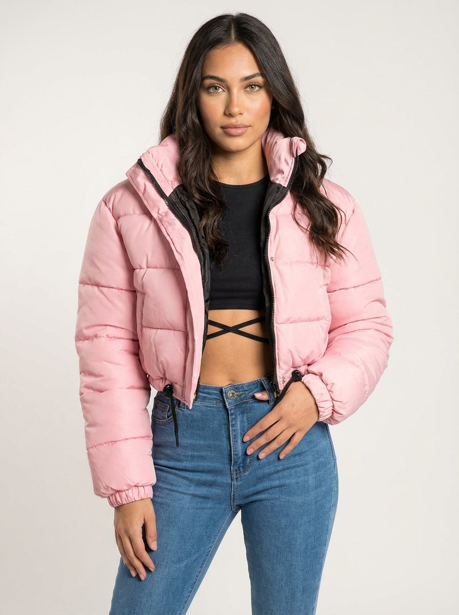 Short Quilted Women's Puffer Jacket with Hood
