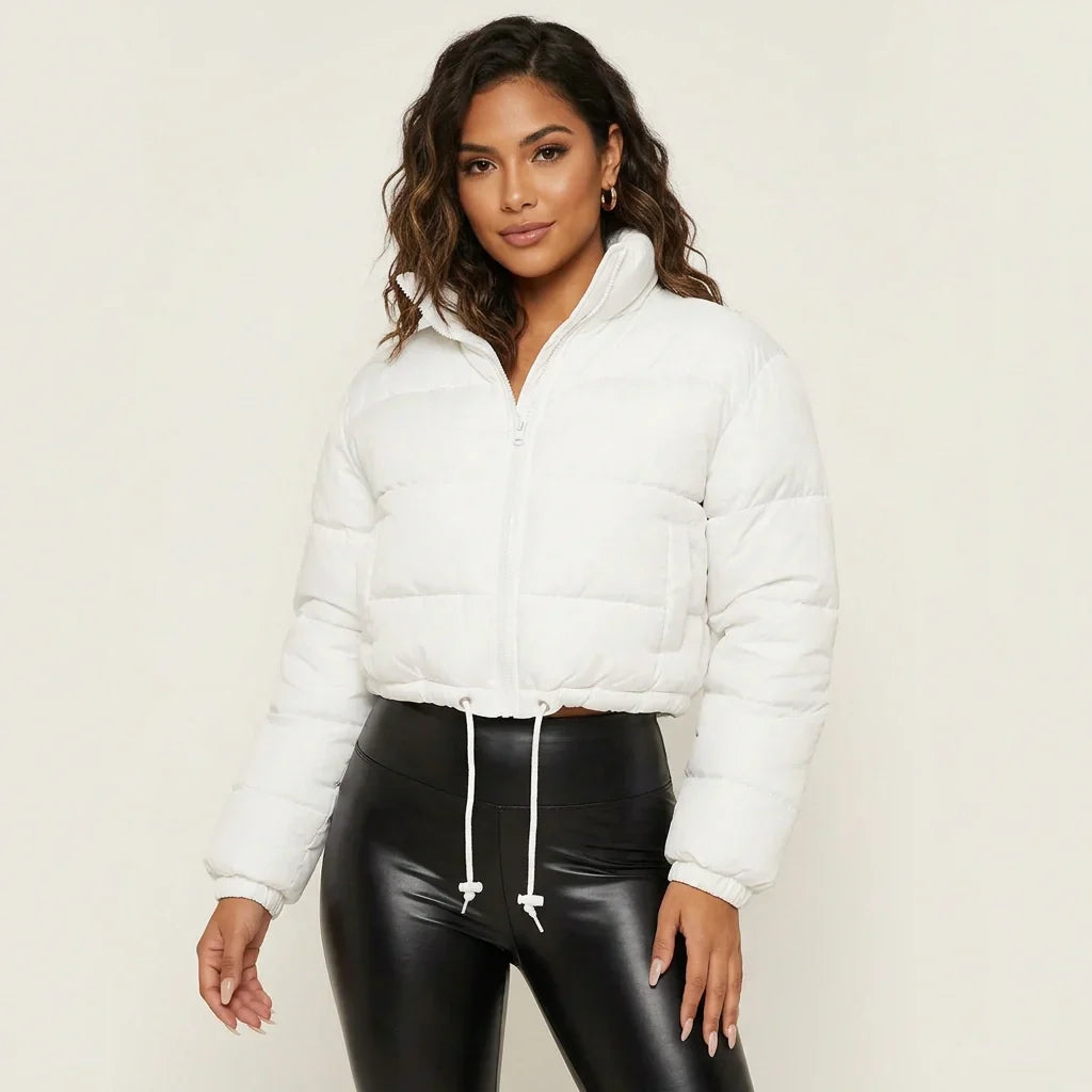Short Quilted Women's Puffer Jacket with Hood