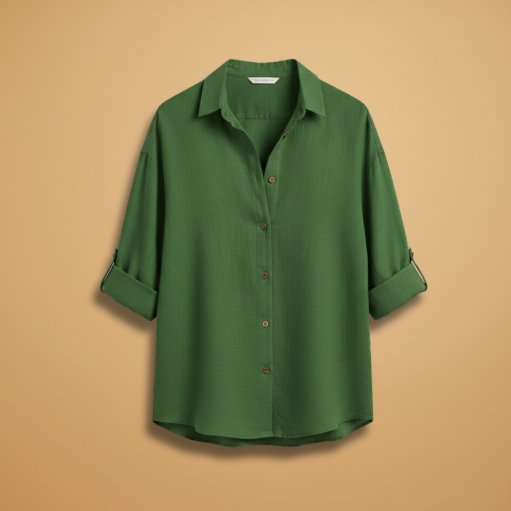 Loose-Fit Long Sleeve Women's Blouse with Button Placket for Summer 1