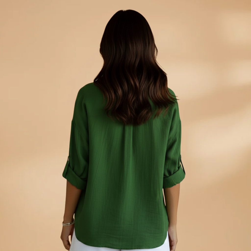Loose-Fit Long Sleeve Women's Blouse with Button Placket for Summer 3