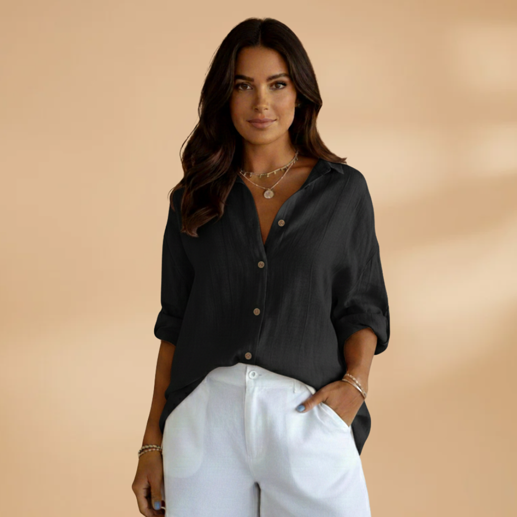 Loose-Fit Long Sleeve Women's Blouse with Button Placket for Summer 7