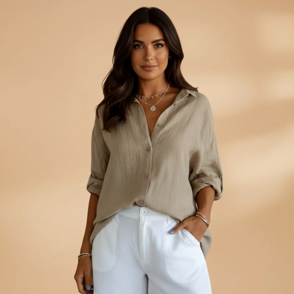 Loose-Fit Long Sleeve Women's Blouse with Button Placket for Summer 9