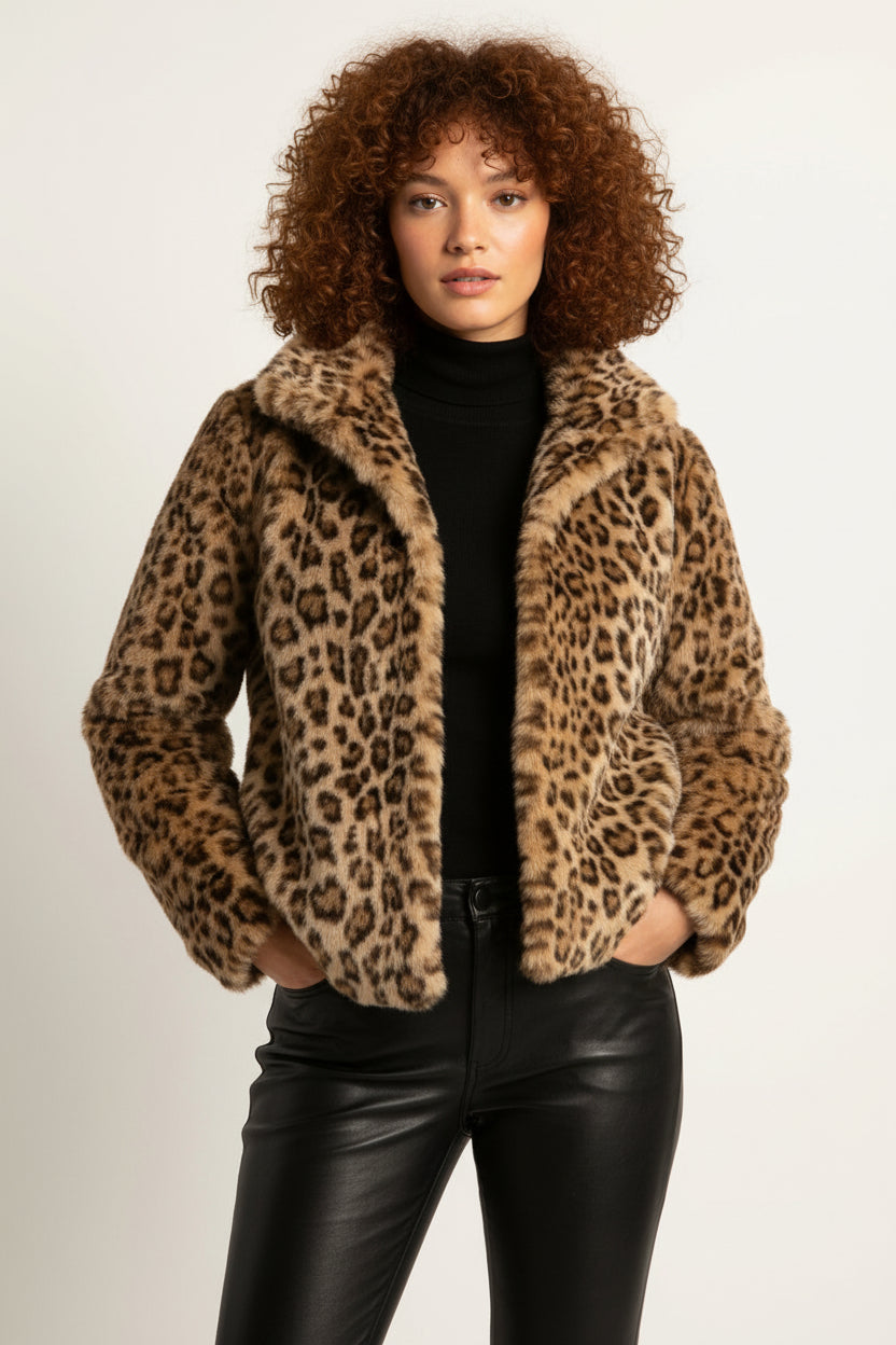 Leopard Print Women's Teddy Jacket - Elena