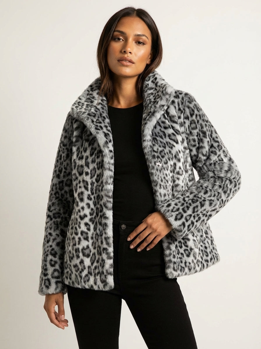 Leopard Print Women's Teddy Jacket - Elena