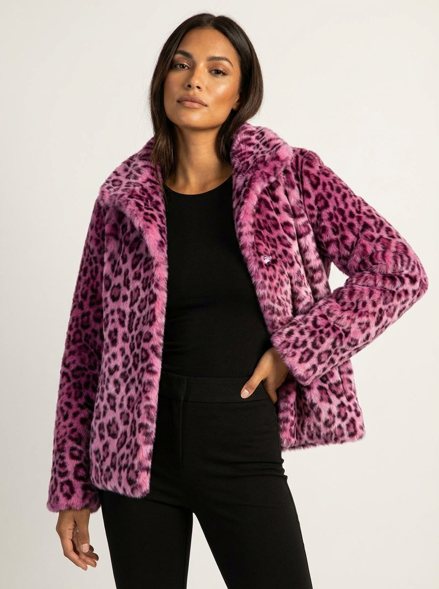 Leopard Print Women's Teddy Jacket - Elena