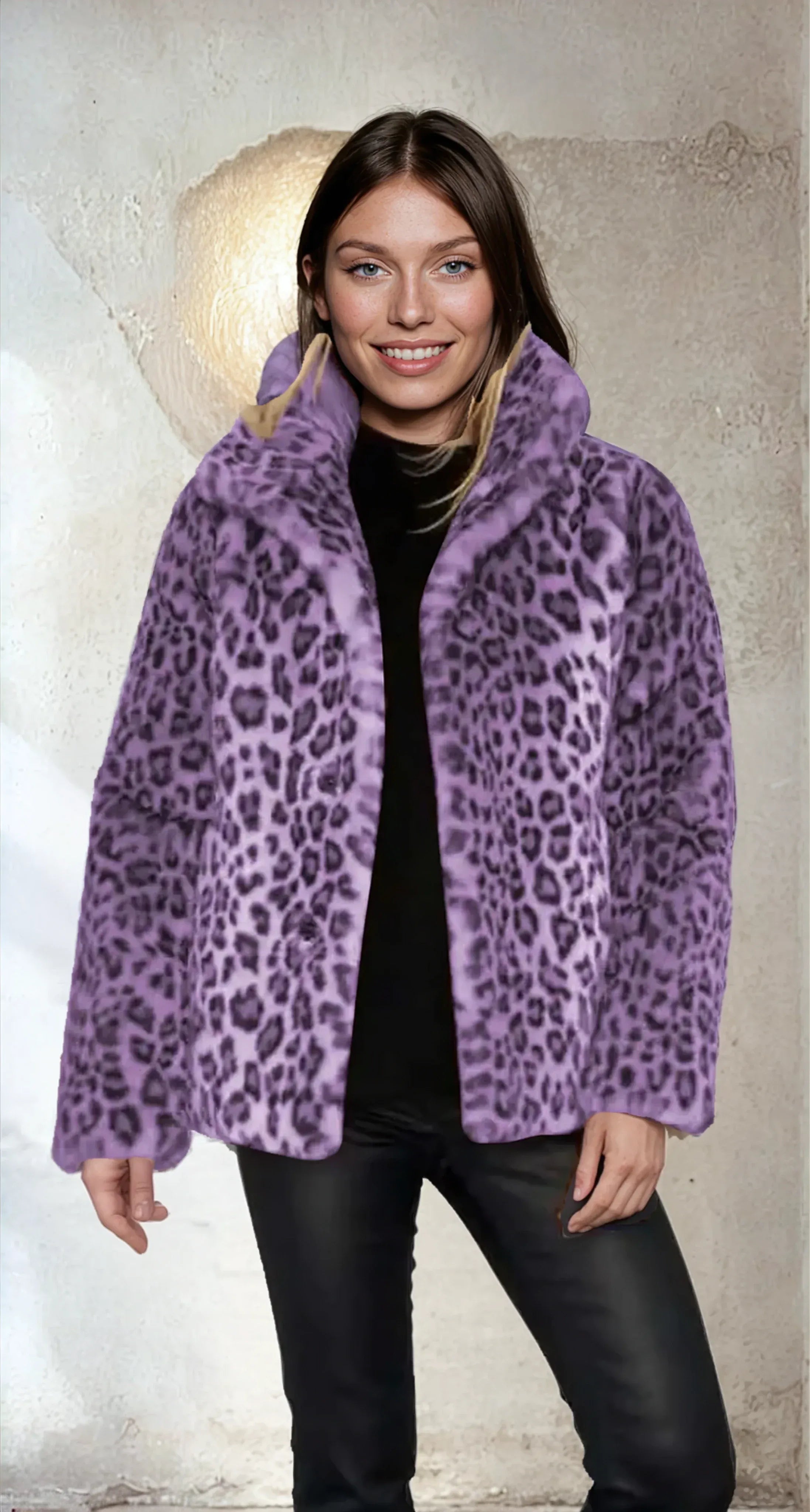 Leopard Print Women's Teddy Jacket - Elena