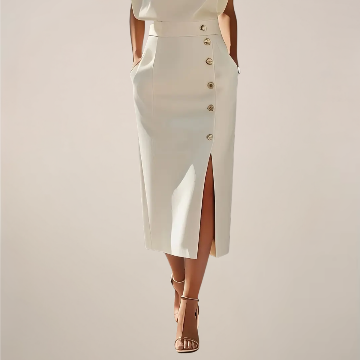 Sabine Rhys. – Button-Accent Sleeveless Midi Dress