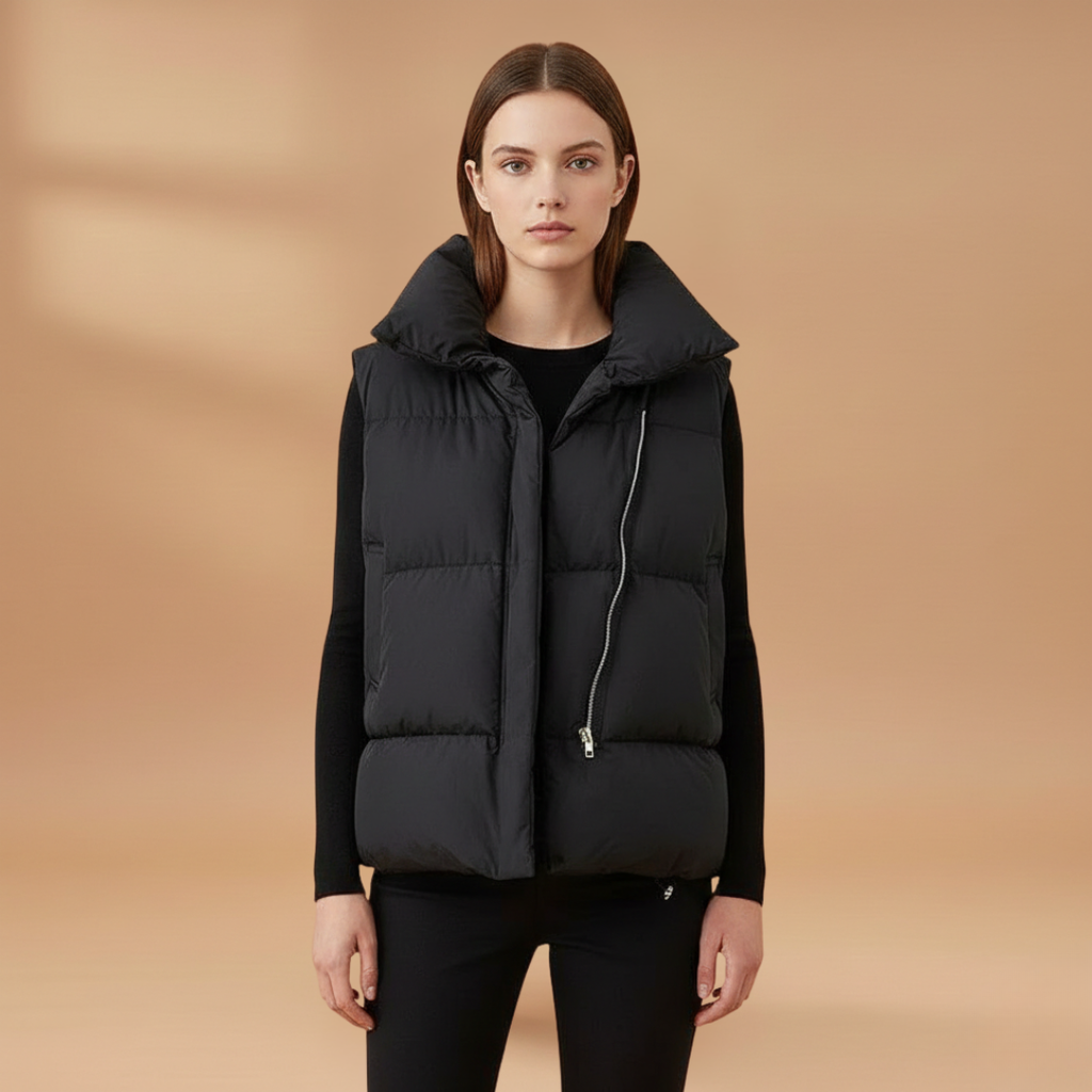 Sleeveless Women's Bodywarmer Jacket with Large Front Pockets and Zip Closure 0