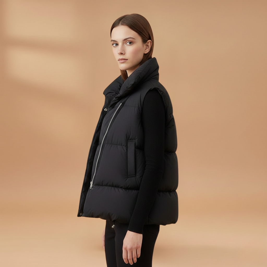 Sleeveless Women's Bodywarmer Jacket with Large Front Pockets and Zip Closure 3