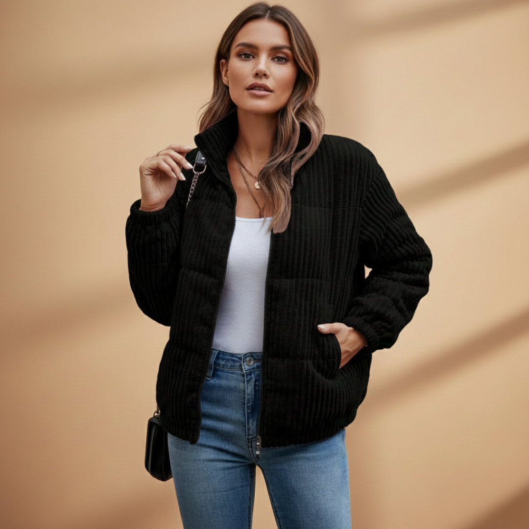 Stand Collar Women's Jacket with Side Pockets - Stylish Women's Coats for Versatile Outfits 5