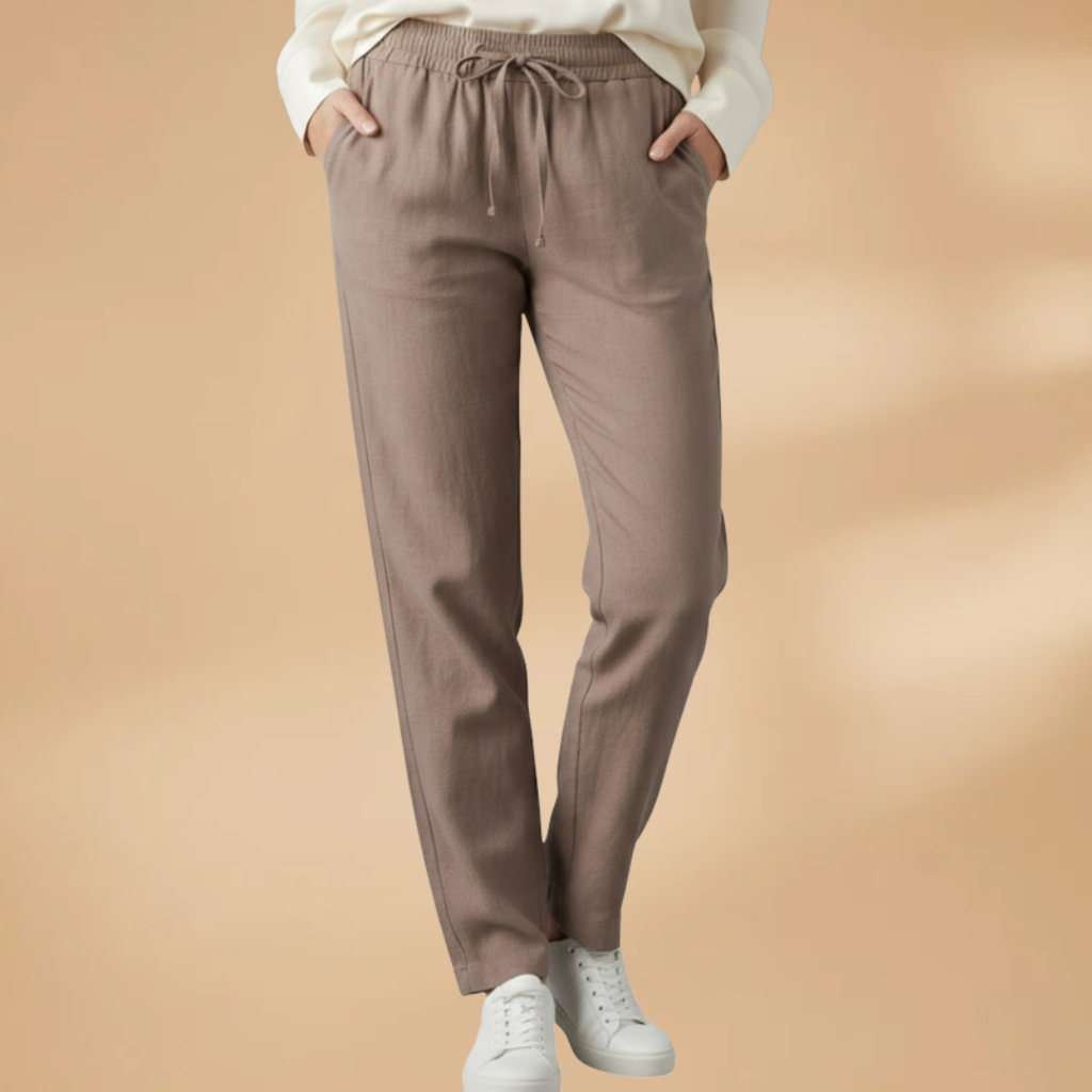 Stylish Women's Wide Leg Trousers with Pockets and Elastic Waistband 0