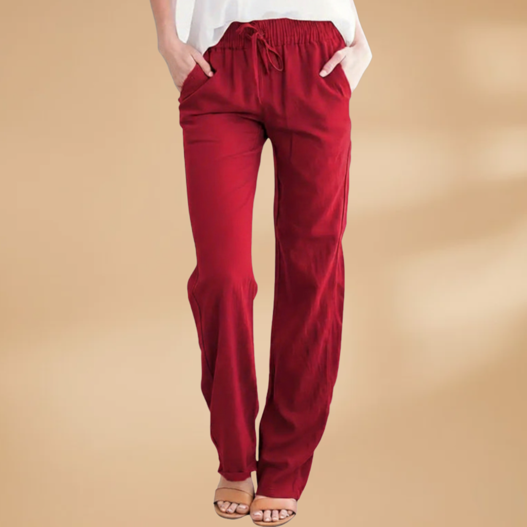 Stylish Women's Wide Leg Trousers with Pockets and Elastic Waistband 11