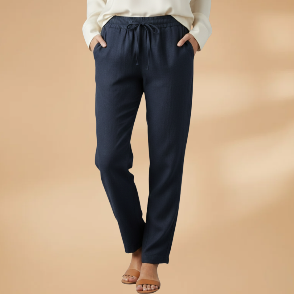 Stylish Women's Wide Leg Trousers with Pockets and Elastic Waistband 12