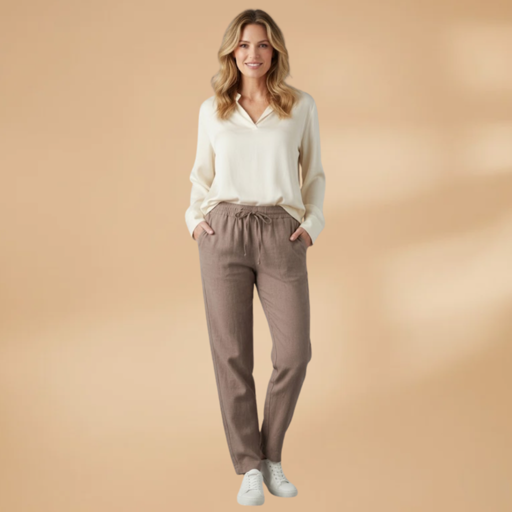 Stylish Women's Wide Leg Trousers with Pockets and Elastic Waistband 2
