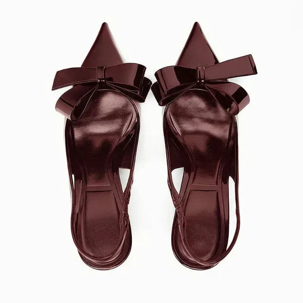 Bow Slingback Heels with Pointed Toe