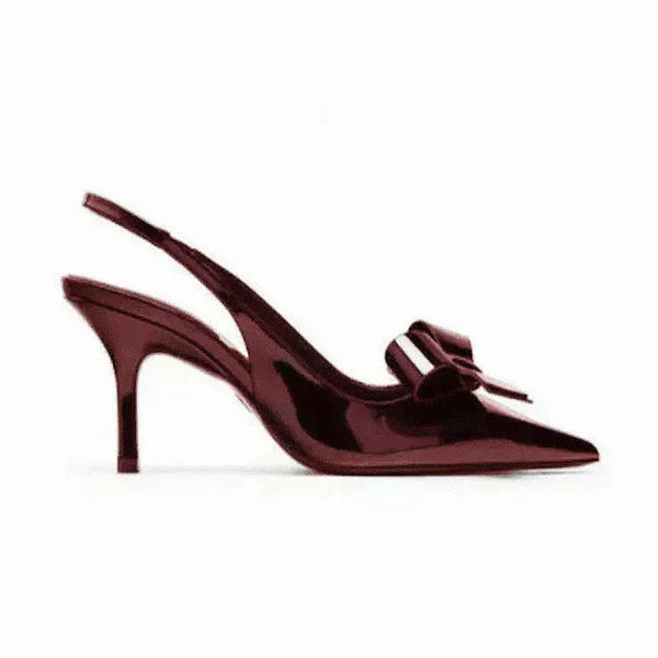 Bow Slingback Heels with Pointed Toe