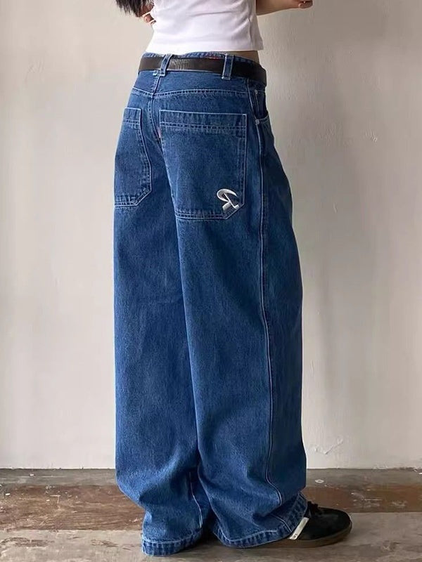 Vintage Boyfriend Jeans with Embroidery Detail on the Back Pocket - Amy