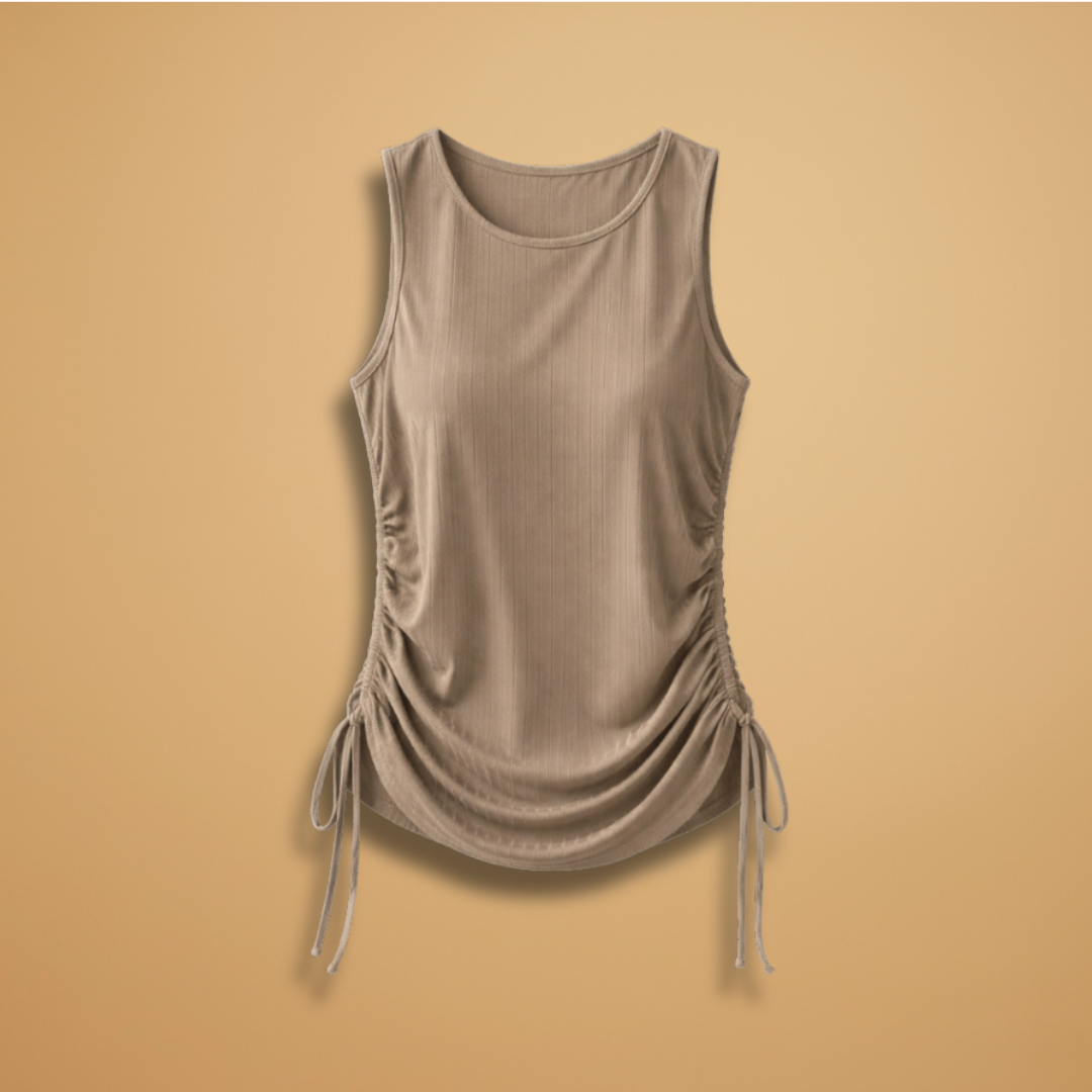 Women's Tank Top with Side Ruching and Elastic Fit for Comfortable Styling 1