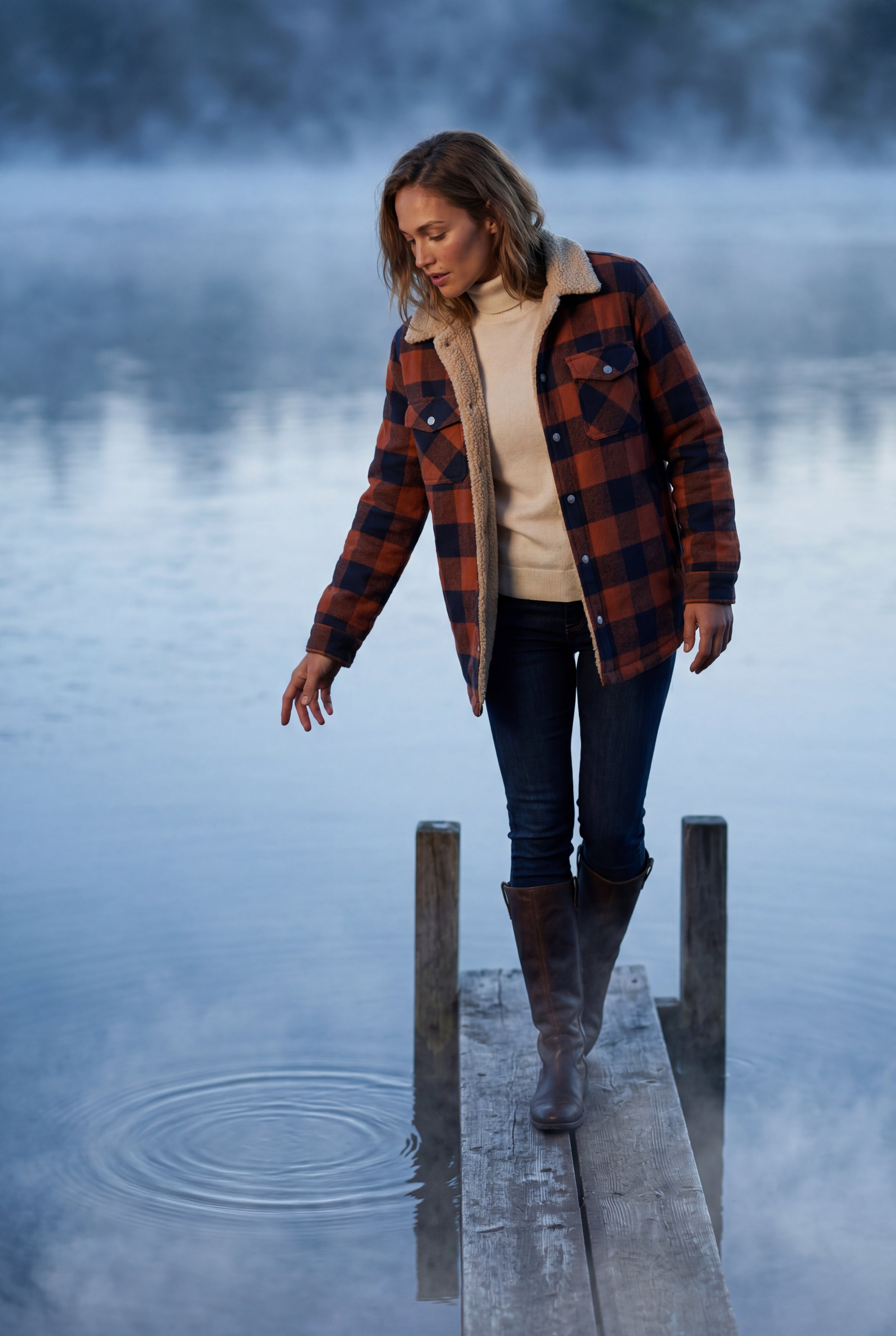 Women's -Lined Plaid Relaxed Shirt Jacket | Senna