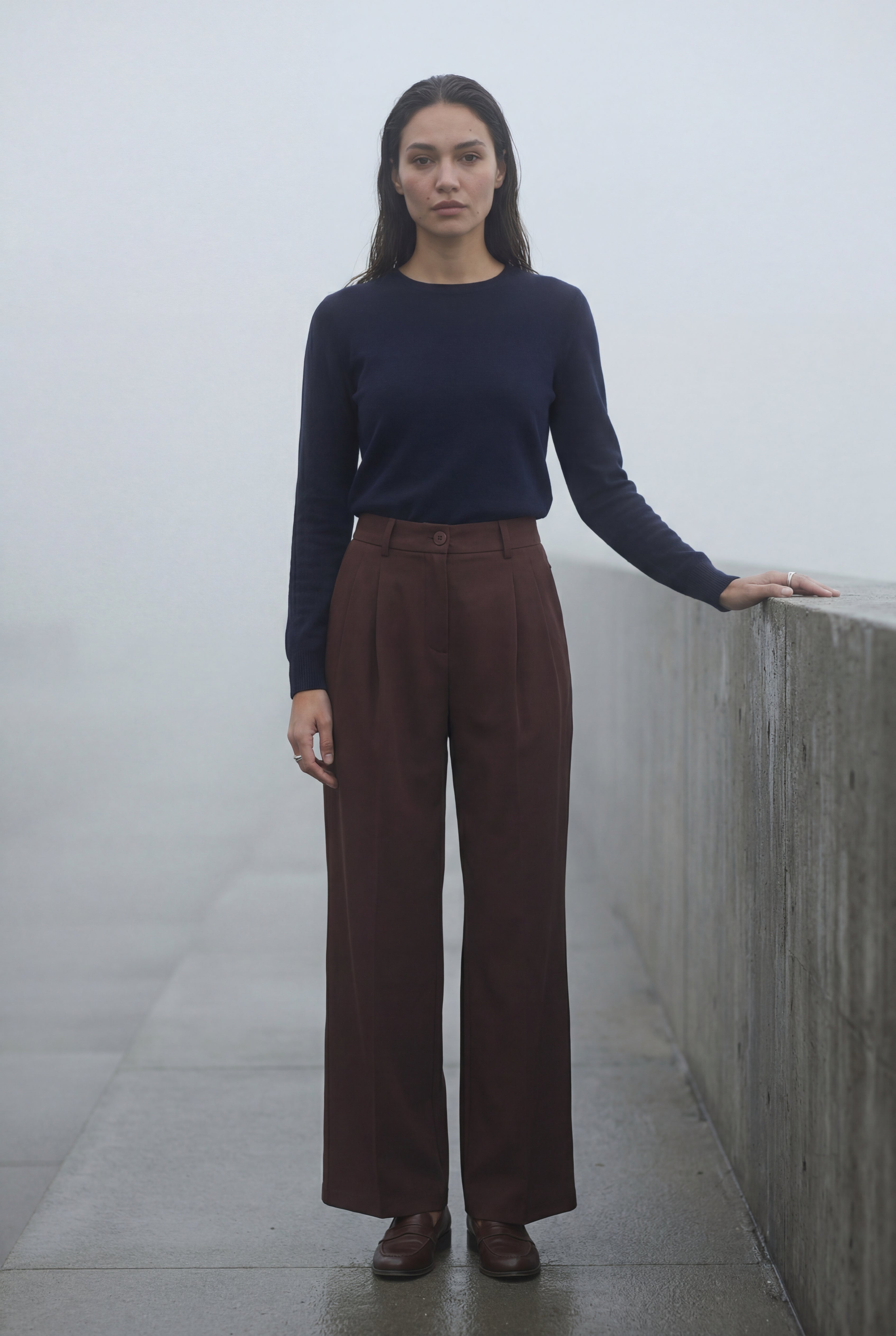 Lia | Wide-leg High-waisted Tailored Trousers with Pleats